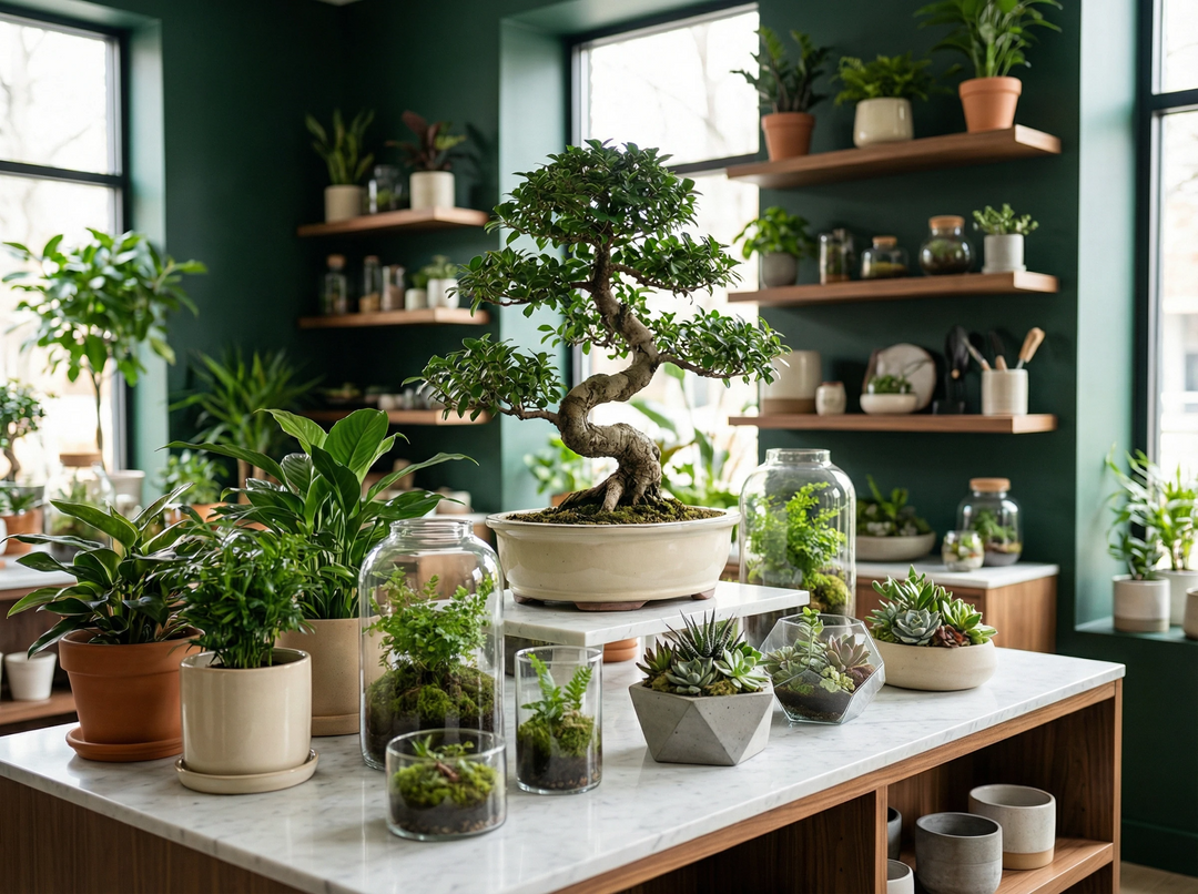 Gruppo di Bonsai di vicus in eleganti vasi di ceramica