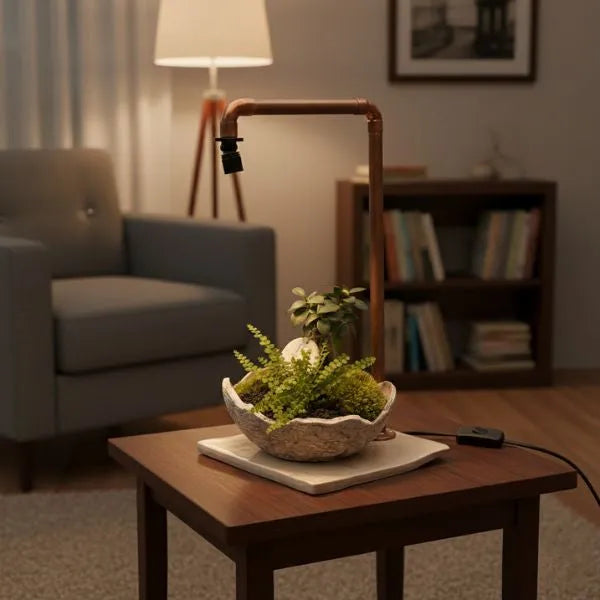 Lampada per Terrarium in Rame con Base in Ceramica Artigianale – 21x21 e 30x30 cm