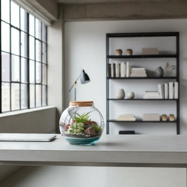 Terrarium Anime con piante verdi 085 D. 15 H. 16 CM