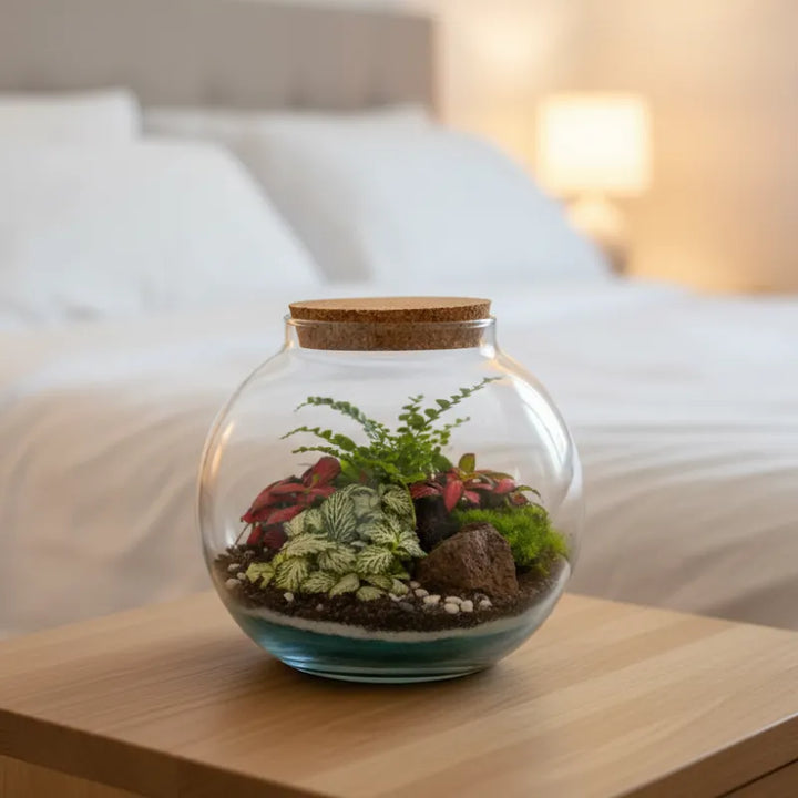 Terrarium Anime con piante verdi 085 D. 15 H. 16 CM