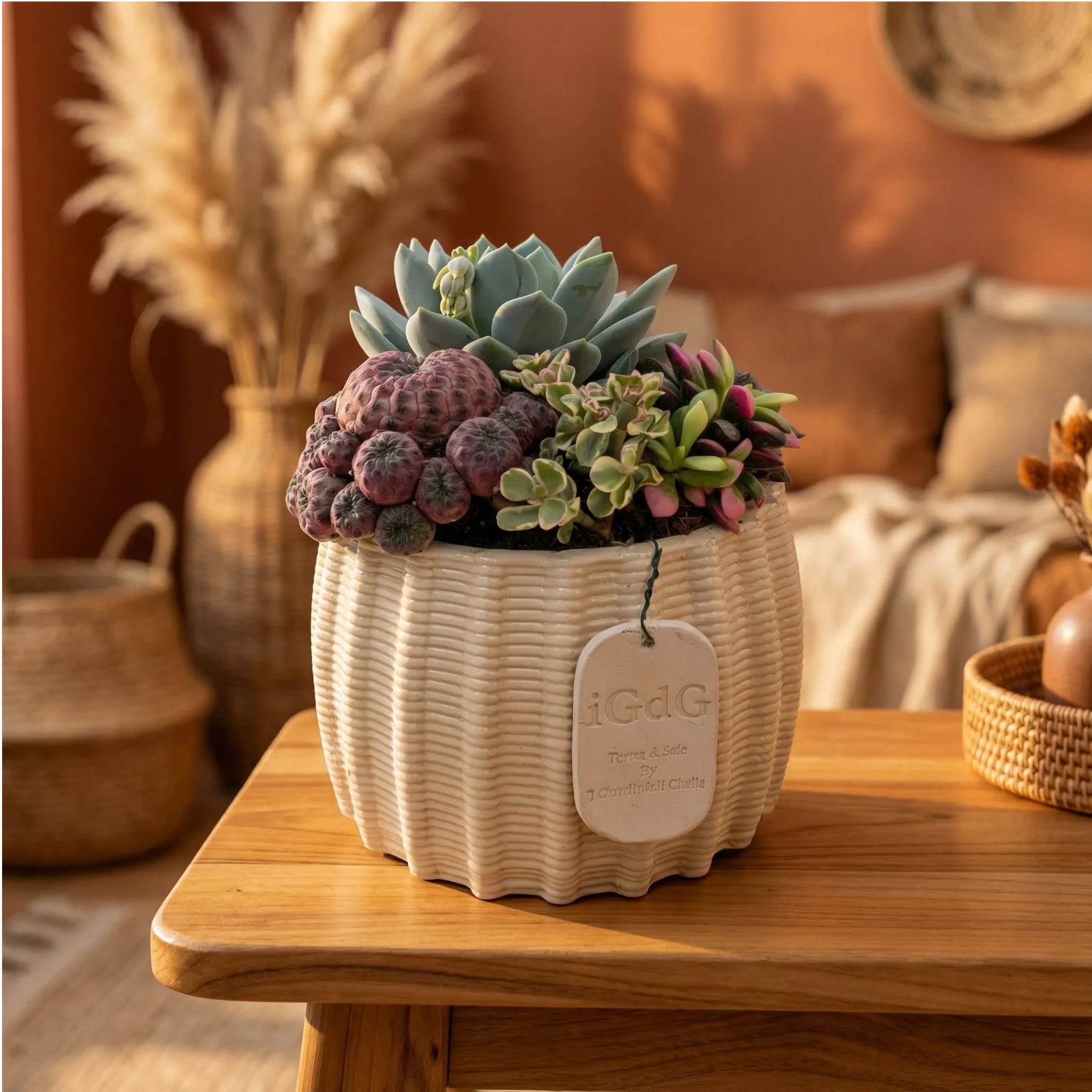 Composizione piante grasse Le Muse di Giulia Dionisio in vaso ceramica per arredo caldo e naturale