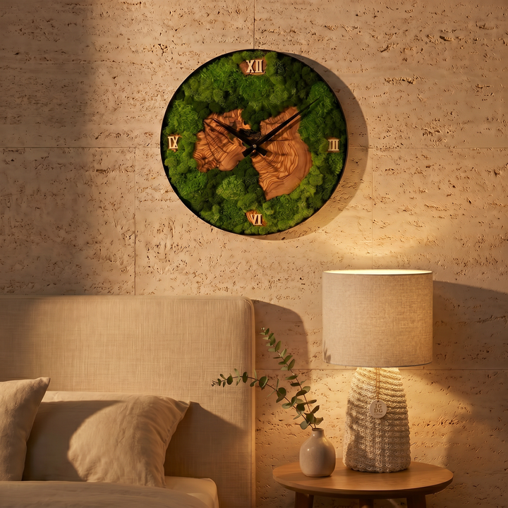 Nemus | Orologio Botanico in Muschio e Ulivo · 30 cm
