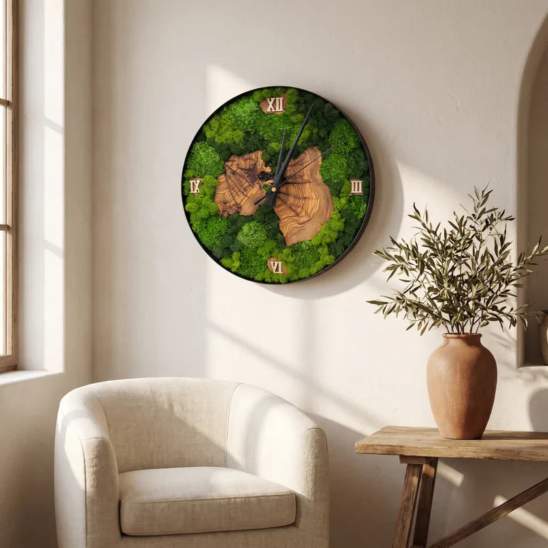 Nemus | Orologio Botanico in Muschio e Ulivo · 30 cm