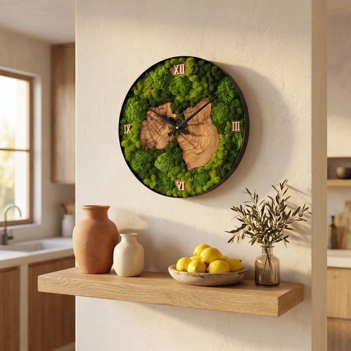 Nemus | Orologio Botanico in Muschio e Ulivo · 30 cm