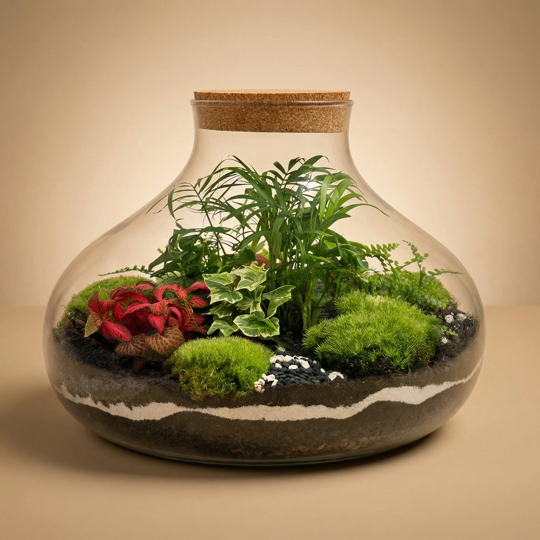 Terrarium Duca XXL con piante verdi 086 D. 36 H. 27 CM