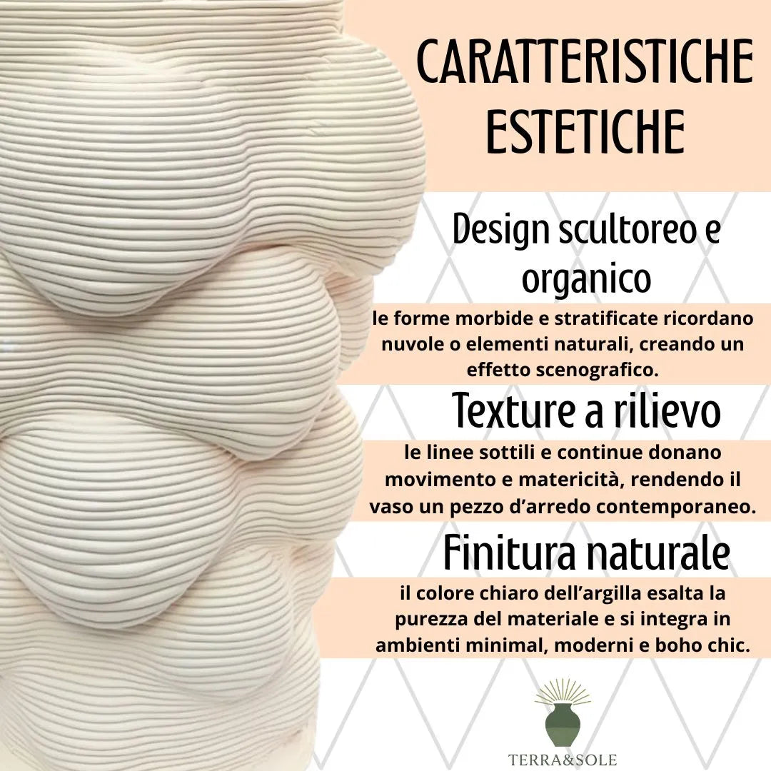 Vaso Mombay Terra&amp;Sole design scultoreo texture a rilievo e finitura naturale