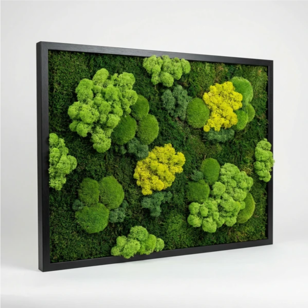 Quadro Muschio Stabilizzato - pannello vegetale Vista Bosco con muschio e legno